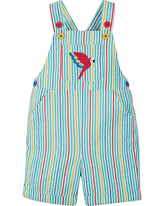 Frugi Godrevy Dungaree - Multistripe/Parakeet - 100% Organic cotton Dungarees