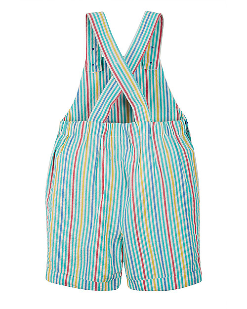 Frugi Godrevy Dungaree - Multistripe/Parakeet - 100% Organic cotton Dungarees