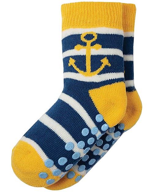Frugi Grippy Baby Socks 2 Pack, Boat Multipack - Ideal for first steps! Antislip Socks