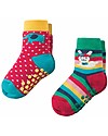 Frugi Grippy Baby Socks 2 Pack, Bunny Multipack - Ideal for first steps! Antislip Socks