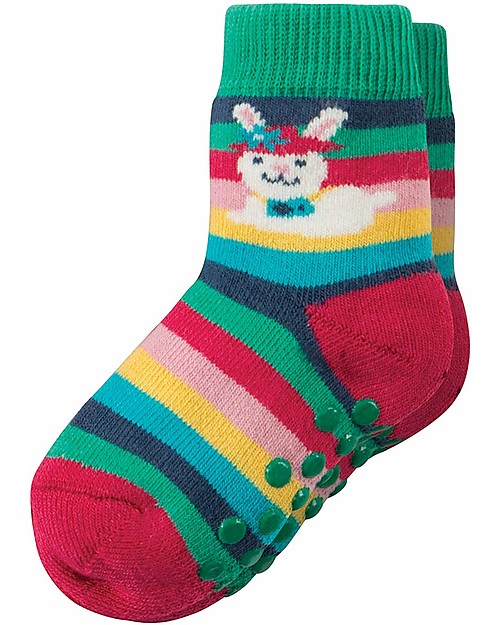 Frugi Grippy Baby Socks 2 Pack, Bunny Multipack - Ideal for first steps! Antislip Socks