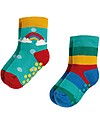 Frugi Grippy Baby Socks 2 Pack, Rainbow Multipack - Ideal for first steps! Antislip Socks
