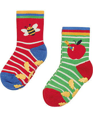 Frugi Grippy Socks 2 Pack - Garden - GOTS Organic Cotton Terry - The National Trust Collaboration! Antislip Socks
