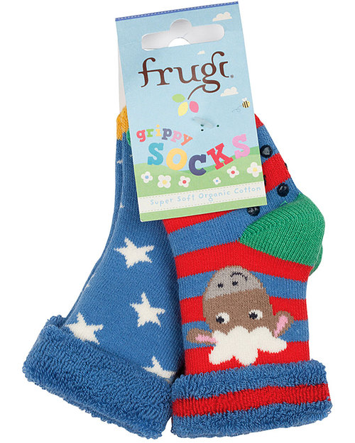 Frugi Grippy Socks 2 Pack - Sheep Multipack - Organic Cotton Antislip Socks