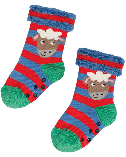 Frugi Grippy Socks 2 Pack - Sheep Multipack - Organic Cotton Antislip Socks