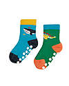 Frugi Grippy socks 2 Pack - Whale - Dino - Day at the Museum - Organic Cotton Antislip Socks