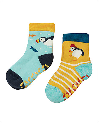 Frugi Grippy Socks - Puffin - Elasticated Organic Cotton Socks