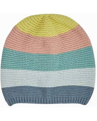 Frugi Harlen Knitted Hat - Blue Rainbow Stripe Winter Hats