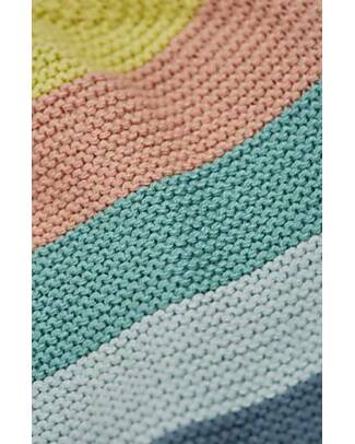 Frugi Harlen Knitted Hat - Blue Rainbow Stripe Winter Hats