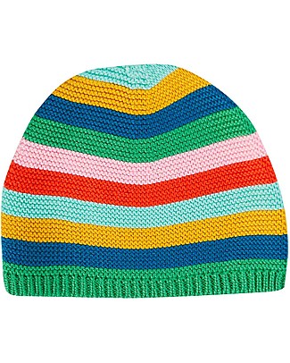 Frugi Harlen Knitted Hat - Multi Rainbow Stripe Winter Hats