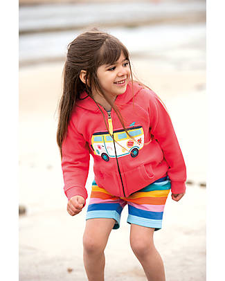 Frugi Harley Zip Up Hoody - Watermelon/Campervan - GOTS Organic Cotton Brushback Fleece Sweatshirts
