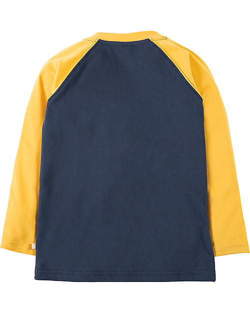 Frugi Harry Raglan Long Sleeves Top, Navy/Wheels - 100% Organic Cotton Long Sleeves Tops