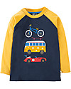Frugi Harry Raglan Long Sleeves Top, Navy/Wheels - 100% Organic Cotton Long Sleeves Tops