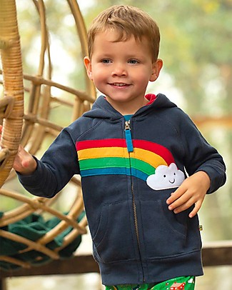 Frugi Hayle Hoody - Indigo/Rainbow - Organic Cotton Sweatshirts