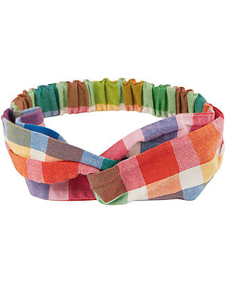 Frugi Hollie Headband - Wells-Next-The-Sea - Rainbow Check - Organic Cotton Hair Accessories