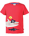 Frugi James Applique T-shirt - Tomato/Shark - 100% organic cotton T-shirts
