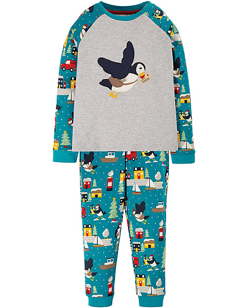 Frugi Jamie Jim Jams - Grey marl/Puffin - Organic Cotton Pyjamas