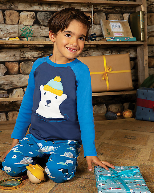 Frugi Jamie Jim Jams, Space Blue/Polar Bear - Organic cotton Pyjamas