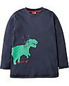 Frugi Joe Applique Top, Navy/Dino - 100% organic cotton Long Sleeves Tops