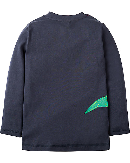 Frugi Joe Applique Top, Navy/Dino - 100% organic cotton Long Sleeves Tops