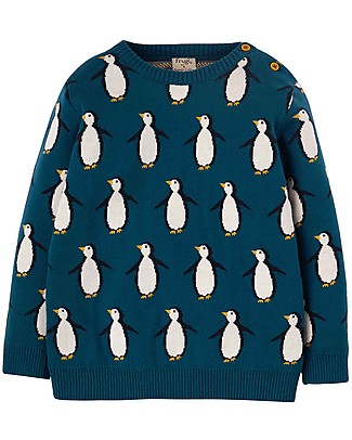 Frugi Jolly Knitted Jumper - Deep Sea/Penguins Jumpers