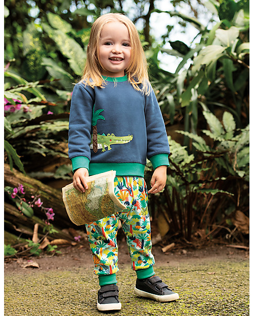 Frugi Jump About Jumper, Space Blue/Crocodile - organic cotton Sweatshirts