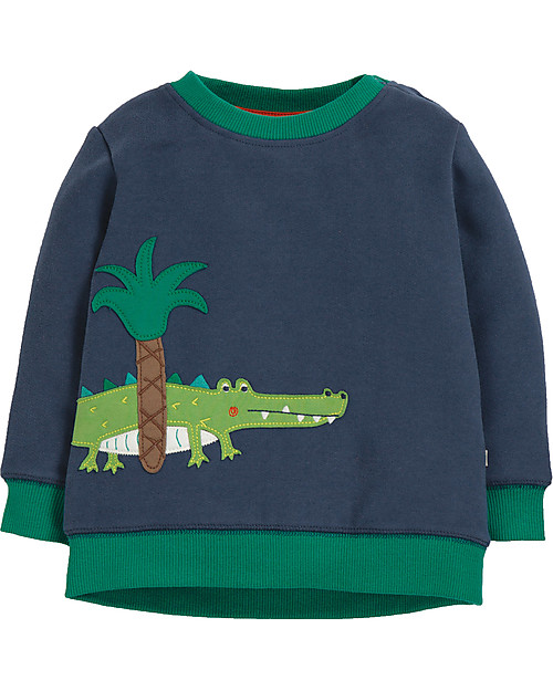 Frugi Jump About Jumper, Space Blue/Crocodile - organic cotton Sweatshirts