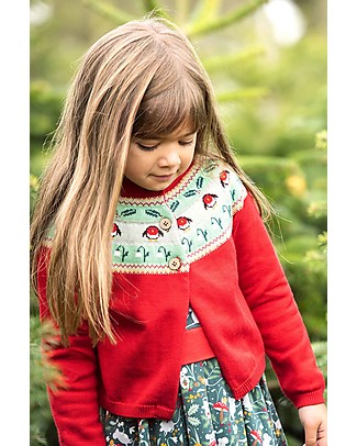 Frugi Kenna Fairisle Cardi - True Red/Fairisle Cardigans