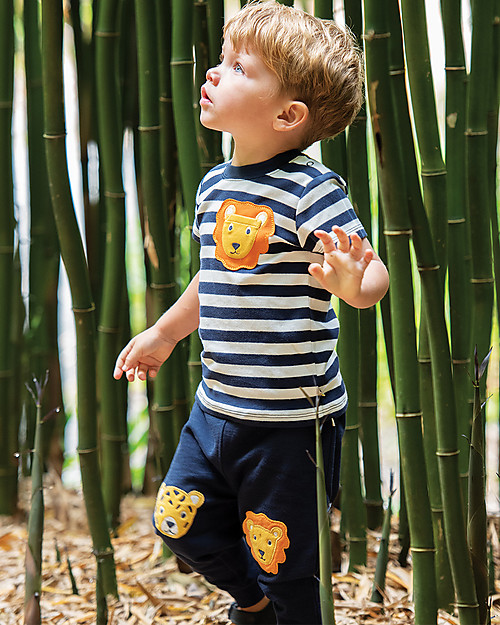 Frugi Kneepatch Crawlers - Indigo/Big cats - 100% Organic Cotton Trousers