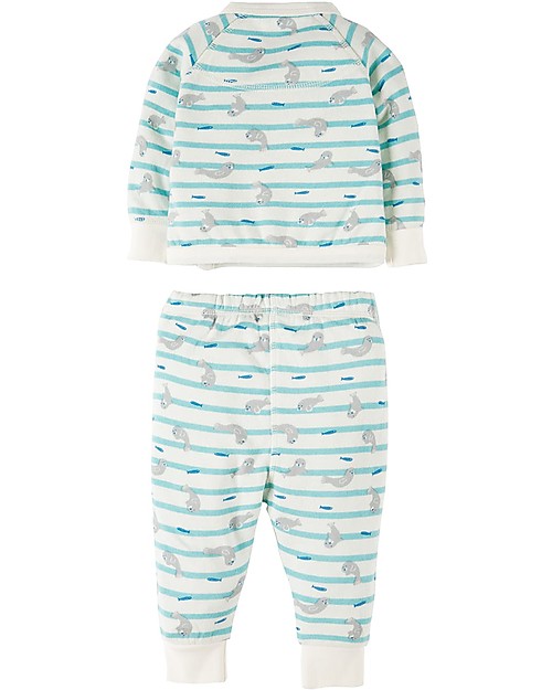 Frugi Kynance Kimono Outfit, 2 Pieces - Seal Stripe - 100% Organic cotton Sets And Co-Ords