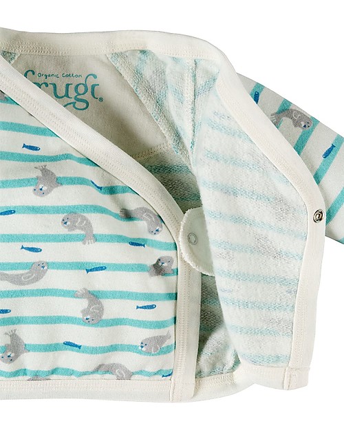 Frugi Kynance Kimono Outfit, 2 Pieces - Seal Stripe - 100% Organic cotton Sets And Co-Ords