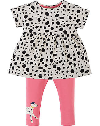 Frugi Laonni Outfit - Dalmatian Spot - Mid Pink - City Dogs - 100% Organic Cotton Sets And Co-Ords