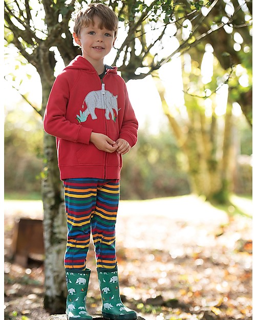 Frugi Leap About Cuffed Legging, Rainbow Stripe - Organic cotton Leggings