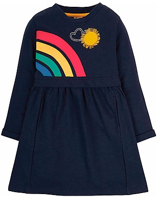 Frugi Leia Loopback Dress - Indigo/Rainbow - Organic Cotton Dresses_
