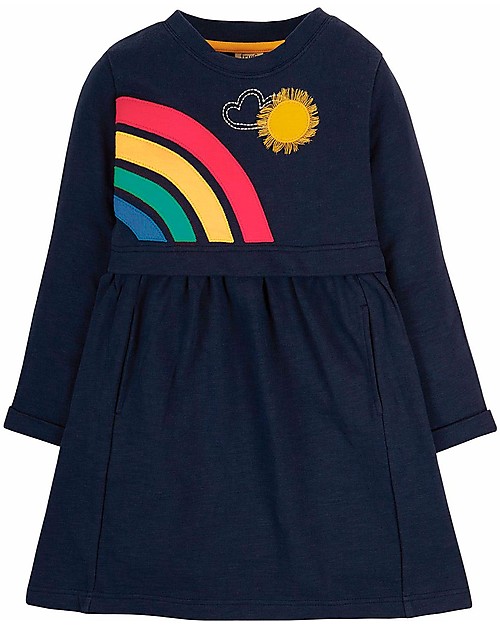 Frugi Leia Loopback Dress - Indigo/Rainbow - Organic Cotton Dresses_