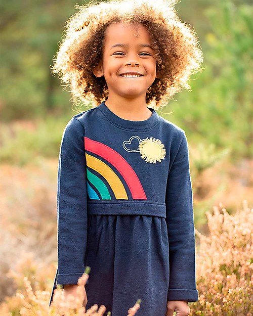 Frugi Leia Loopback Dress - Indigo/Rainbow - Organic Cotton Dresses_