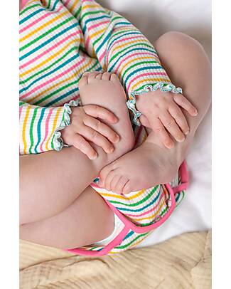 Frugi Lettuce Rib Body - Multi Stripe Breton - Pollinators - Organic Cotton Long Sleeves Bodies