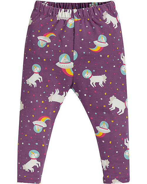 Frugi Libby Leggings, Amethyst Unicorn - Elasticated organic cotton Leggings