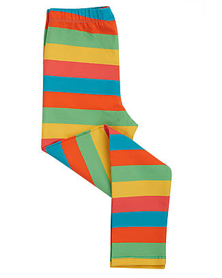 Frugi Libby Leggings - Camper Blue/Rainbow Stripe - GOTS Organic Cotton Leggings
