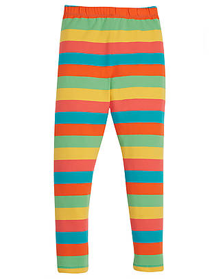 Frugi Libby Leggings - Camper Blue/Rainbow Stripe - GOTS Organic Cotton Leggings