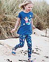 Frugi Libby Printed Leggings, Marine Blue Mermaid Magic - Elasticated organic cotton Leggings