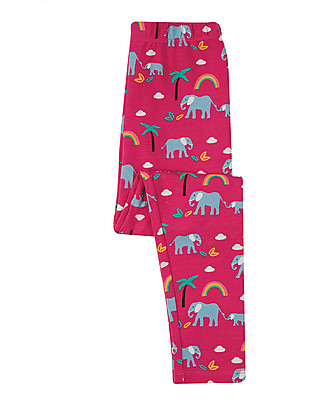 Frugi Libby Printed Leggings - Pink Rainbow Walks - Elasticated Organic Cotton Leggings