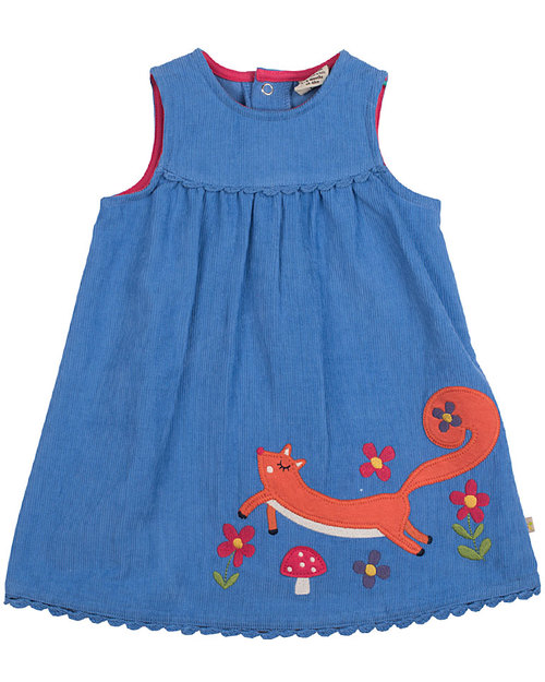 Frugi Lily Cord Dress - Cornflower/Squirrel - 100% Organic Cotton Dresses_