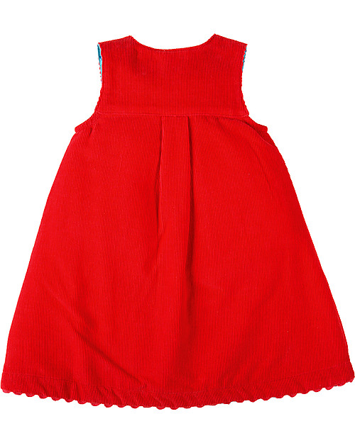 Frugi Lily Cord Dress, Tomato/Reindeer - 100% organic cotton Dresses_