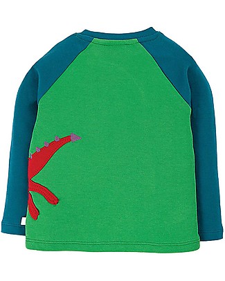 Frugi Little Albert Applique Top - Glen Green/Dragon - Organic Cotton Long Sleeves Tops