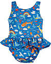Frugi Little Coral Swimsuit - Fishing for Rainbows - Blue/Rainbows and Sea Creatures - Eco-Friendly Swimsuits