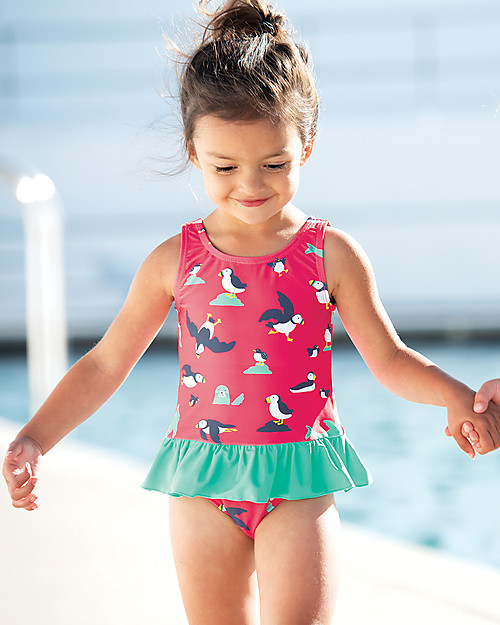 Frugi Little Coral Swimsuit - Puffling Paddle - UPF 50+ girl