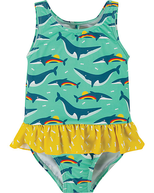 Frugi Little Coral Swimsuit - Rainbow Whales - UPF 50+ Swimsuits
