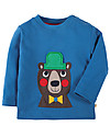 Frugi Little Discovery Applique Top, Sail Blue/Bear - 100% organic cotton T-shirts