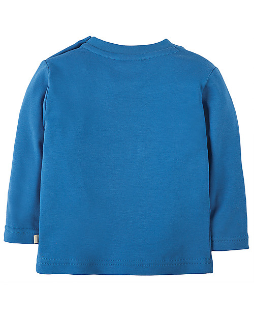 Frugi Little Discovery Applique Top, Sail Blue/Bear - 100% organic cotton T-shirts